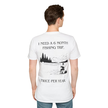 Gone Fishing Unisex T-Shirt – Hilarious Double-Sided Design for Fishing Fanatics