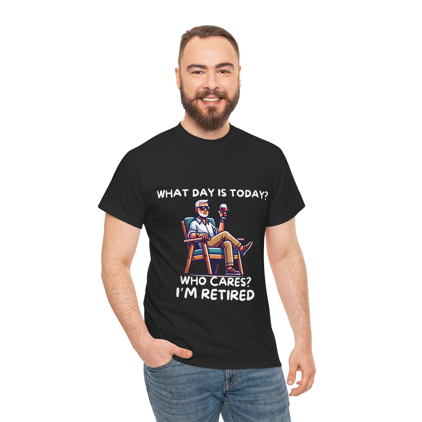 "Who Cares? I'm Retired" Men's Unisex Heavy Cotton T-Shirt – The Perfect Tee for Relaxed Retirement