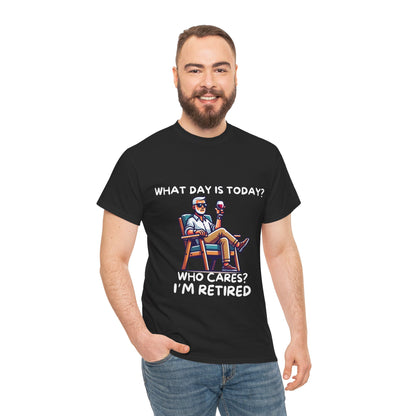 "Who Cares? I'm Retired" Men's Unisex Heavy Cotton T-Shirt – The Perfect Tee for Relaxed Retirement