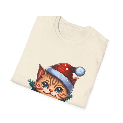 Merry Christmas Cat Unisex Softstyle T-Shirt – Perfect Holiday Tee for Cat Lovers