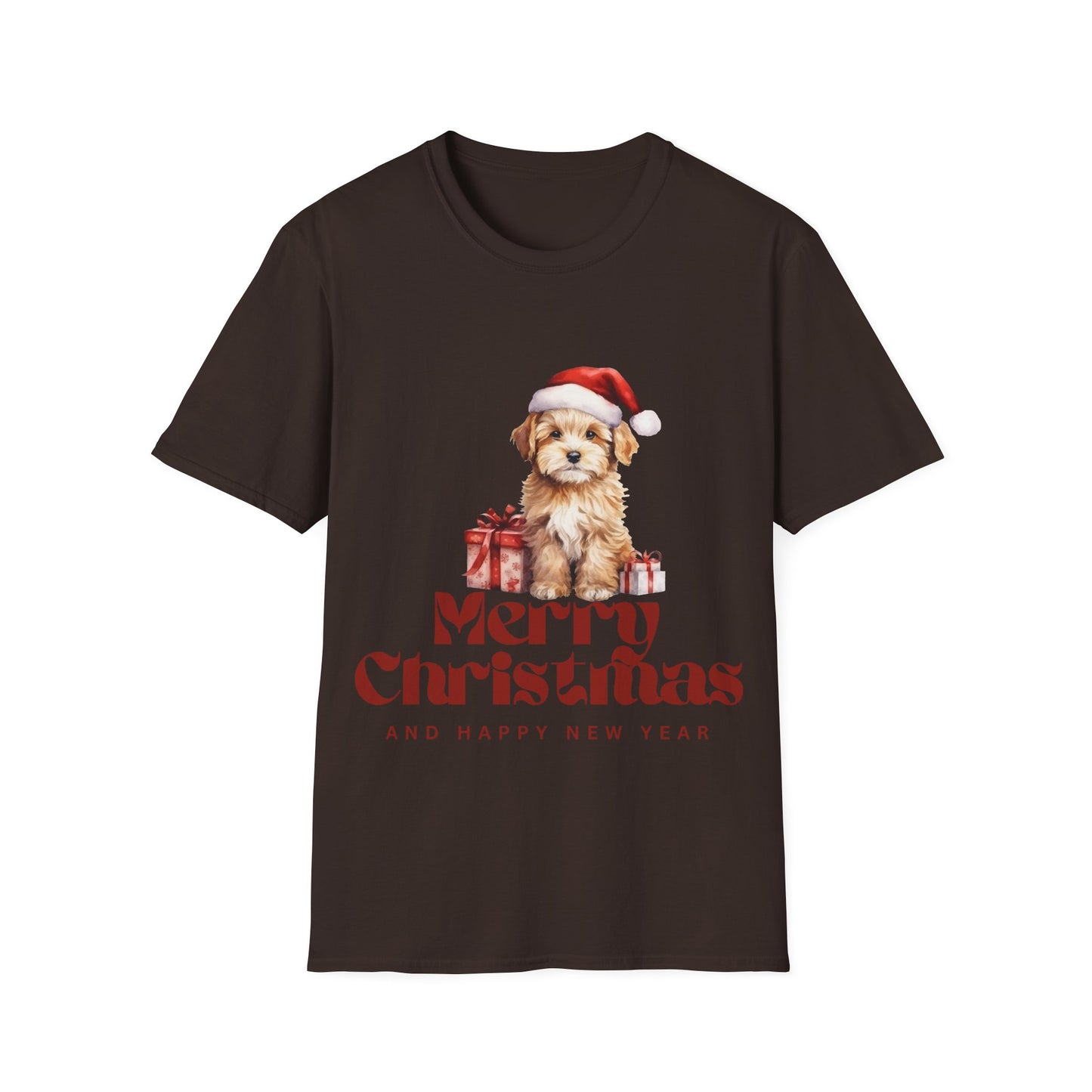 Merry Christmas Dog Unisex Softstyle T-Shirt – Perfect Holiday Tee for Dog Lovers