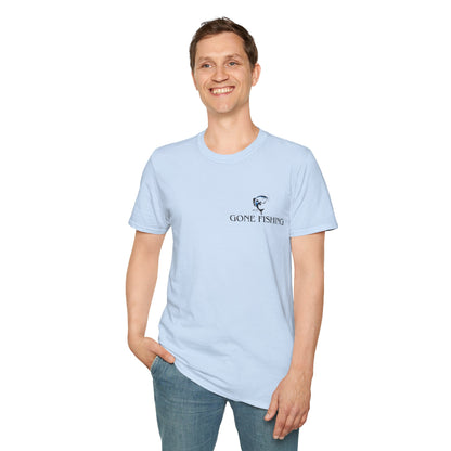 Gone Fishing Unisex T-Shirt – Hilarious Double-Sided Design for Fishing Fanatics