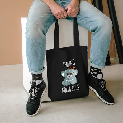 Sending Koala Hugs Cotton Tote Bag - Cute Animal Eco-Friendly Bag for Daily Use & Gifts