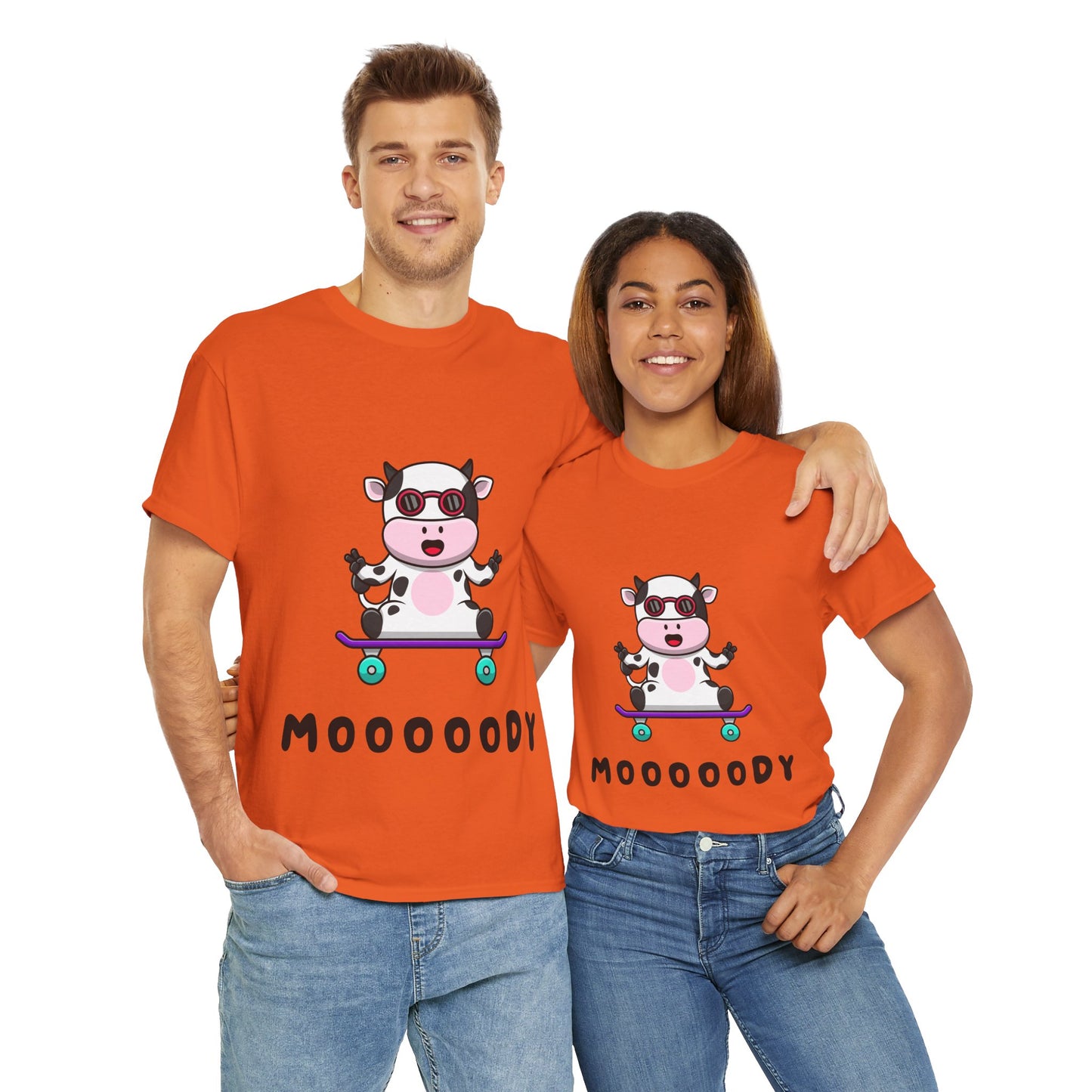 Moooody Cow Skateboarder T-Shirt – Fun and Playful Youth Tee