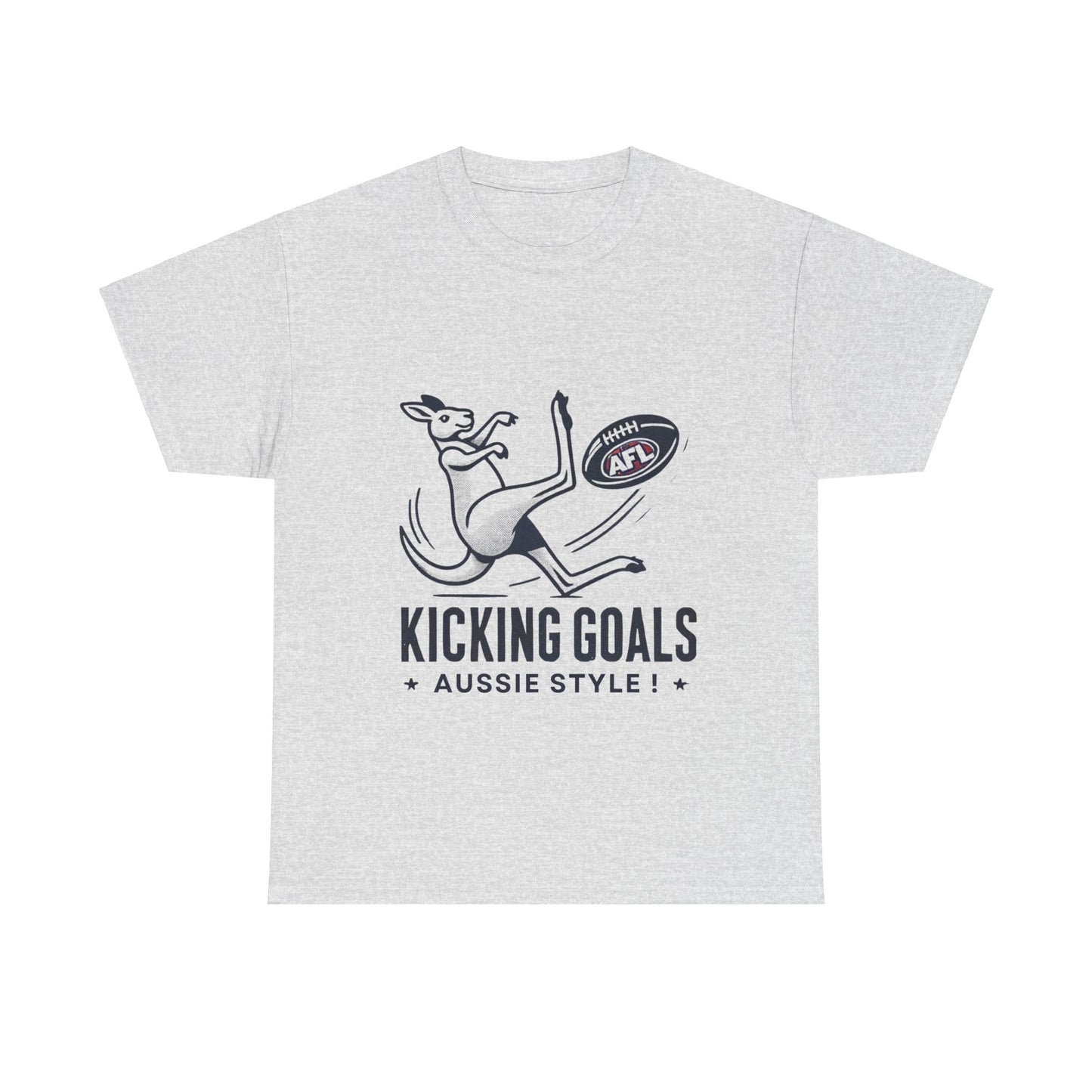 Kicking Goals Aussie Style Tee – Classic Kangaroo AFL Shirt