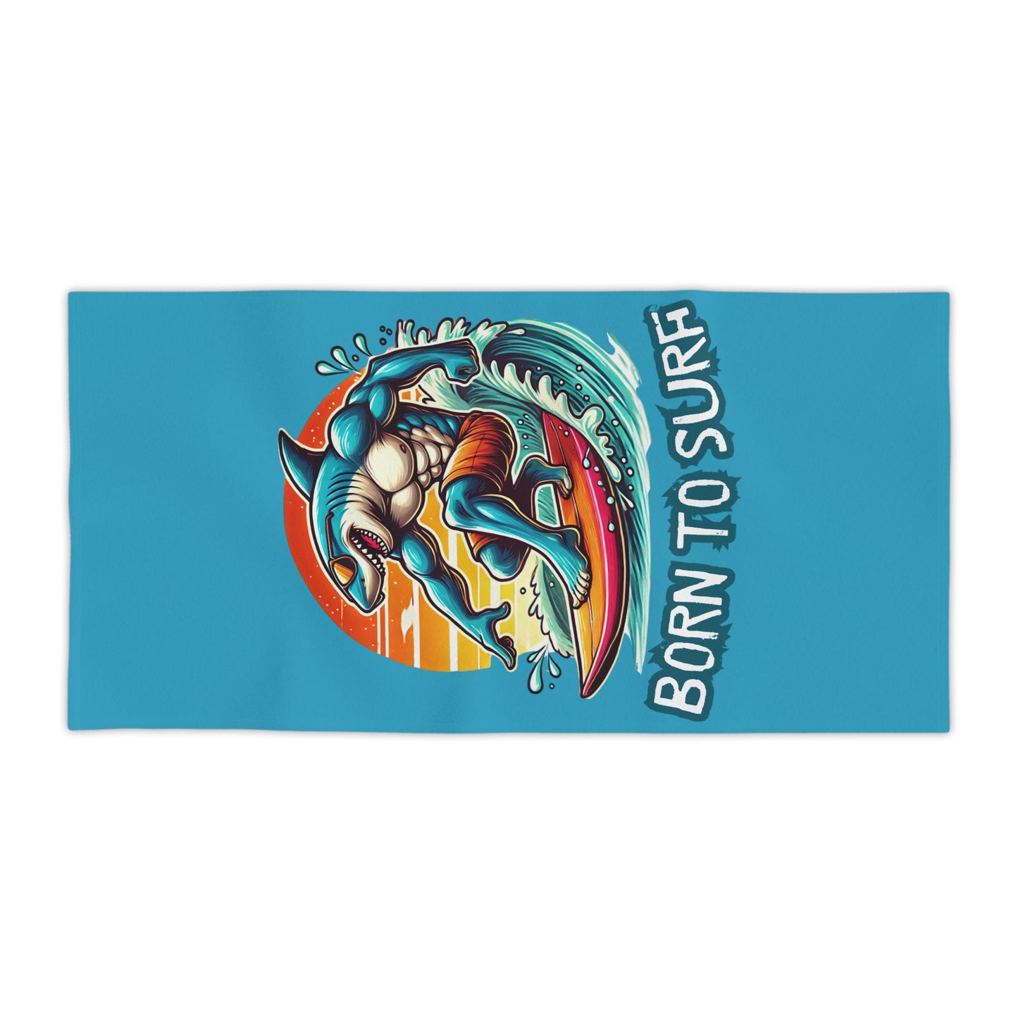 Born To Surf Beach Towel - Vibrant & Fun Shark Design
