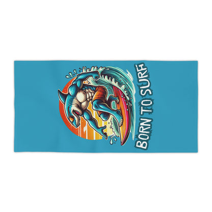 Born To Surf Beach Towel - Vibrant & Fun Shark Design