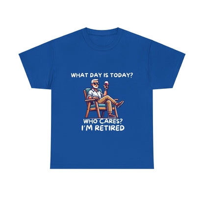 "Who Cares? I'm Retired" Men's Unisex Heavy Cotton T-Shirt – The Perfect Tee for Relaxed Retirement