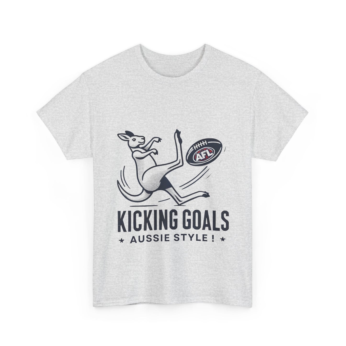 Kicking Goals Aussie Style Tee – Classic Kangaroo AFL Shirt