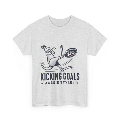 Kicking Goals Aussie Style Tee – Classic Kangaroo AFL Shirt