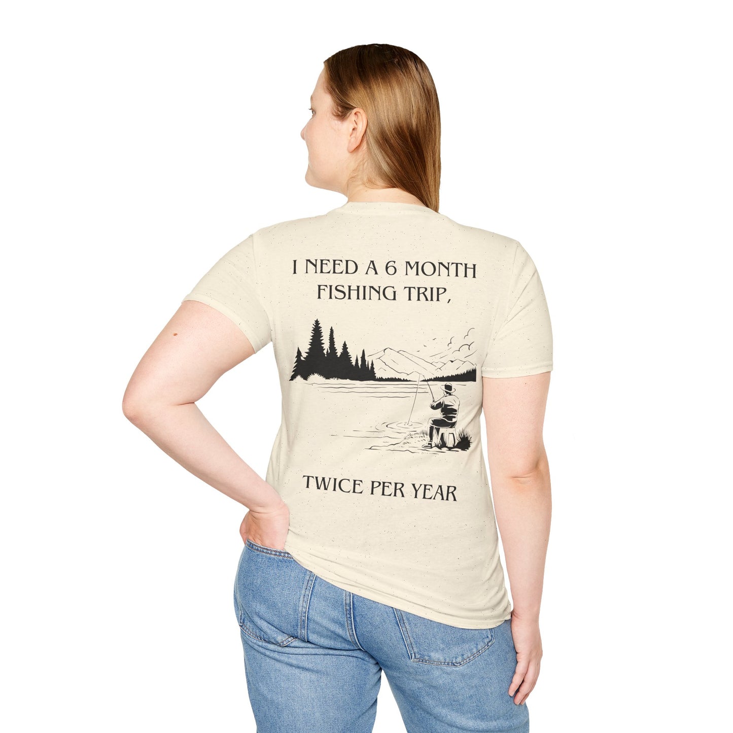 Gone Fishing Unisex T-Shirt – Hilarious Double-Sided Design for Fishing Fanatics