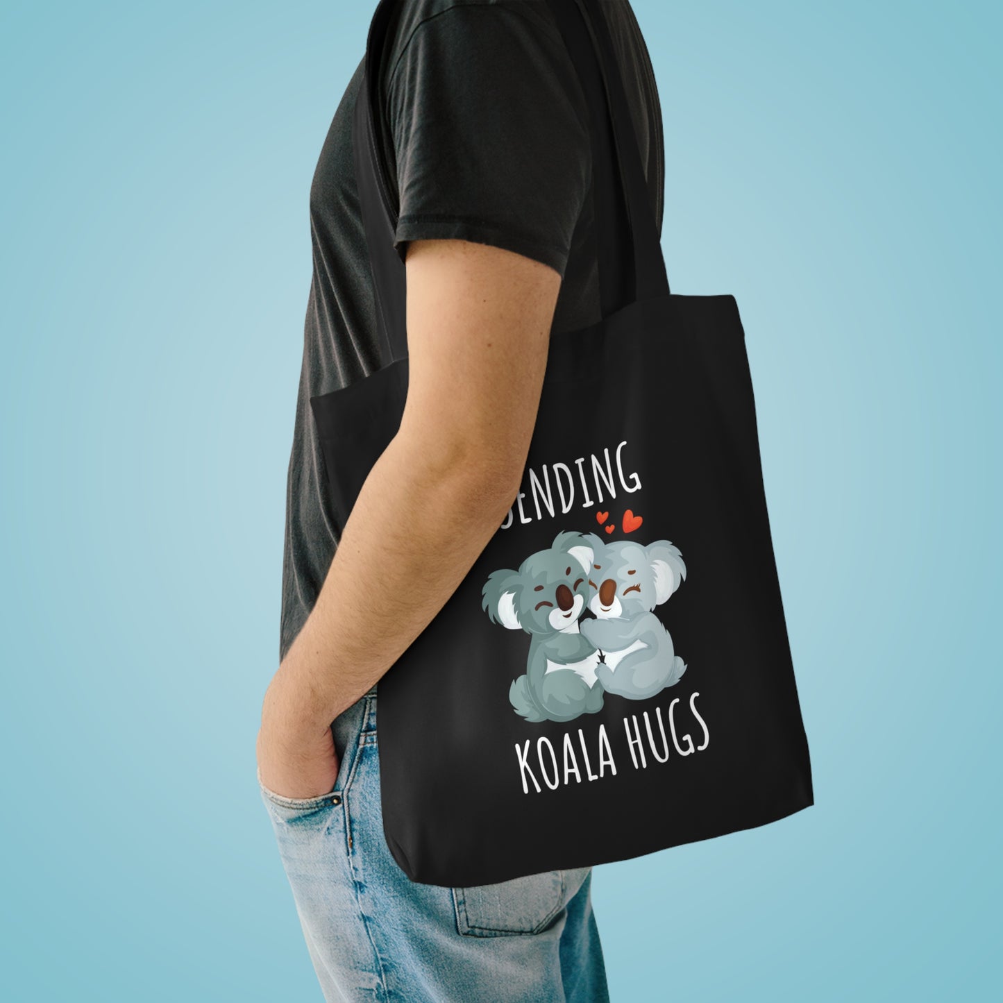 Sending Koala Hugs Cotton Tote Bag - Cute Animal Eco-Friendly Bag for Daily Use & Gifts