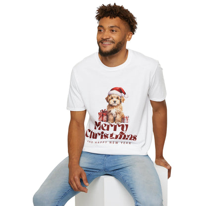 Merry Christmas Dog Unisex Softstyle T-Shirt – Perfect Holiday Tee for Dog Lovers