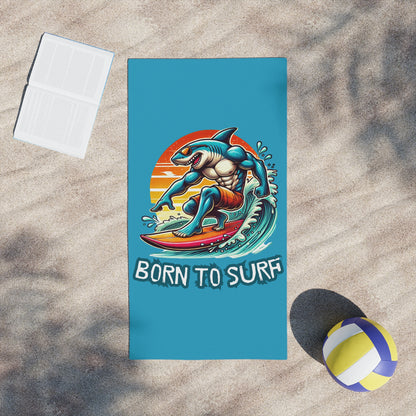 Born To Surf Beach Towel - Vibrant & Fun Shark Design