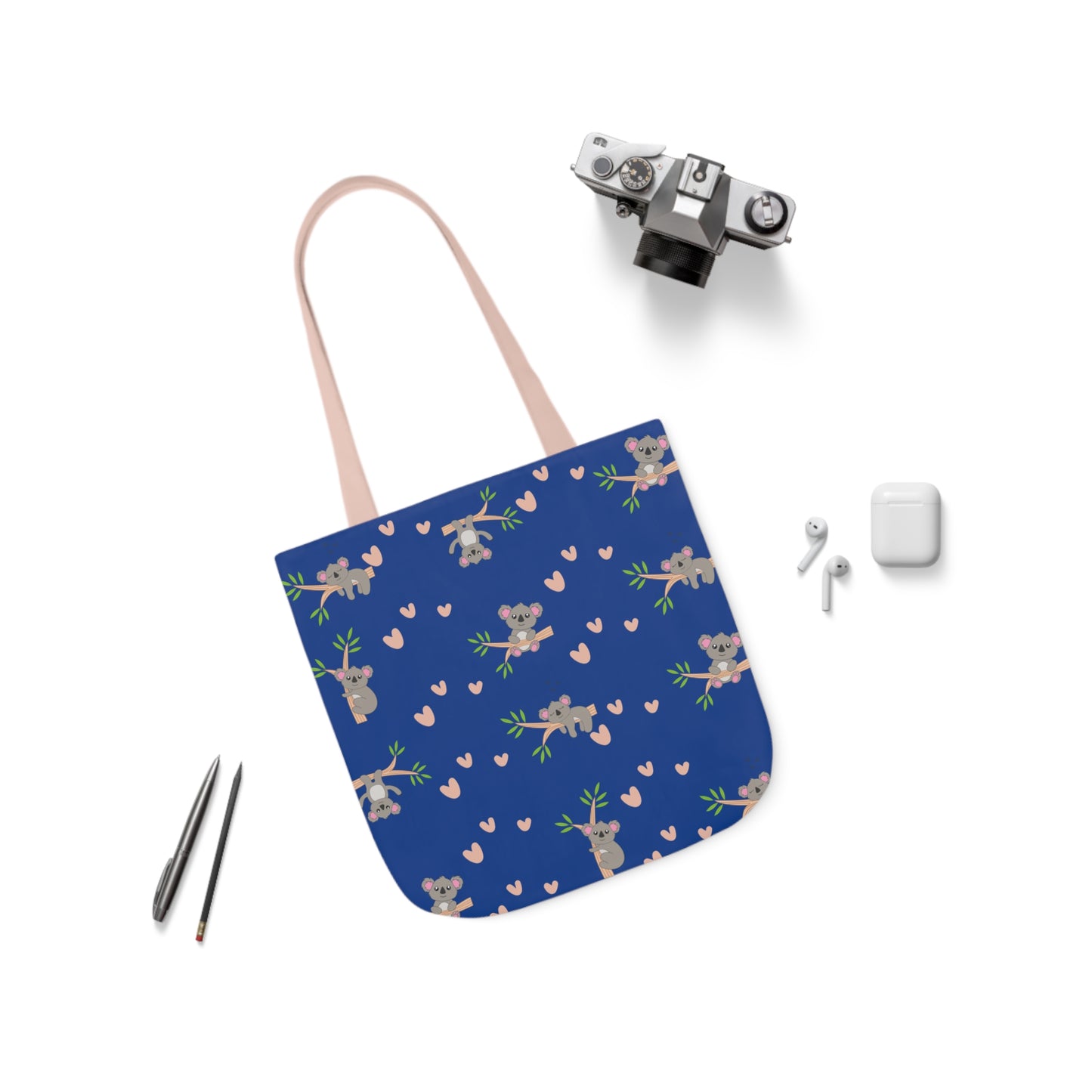 Cozy Koala Canvas Tote Bag with 5-Color Straps – Perfect for Nature Lovers