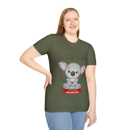 Our First Christmas Koala T-Shirt | Unisex Softstyle Tee for New Parents