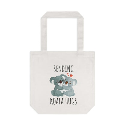 Sending Koala Hugs Cotton Tote Bag - Cute Animal Eco-Friendly Bag for Daily Use & Gifts
