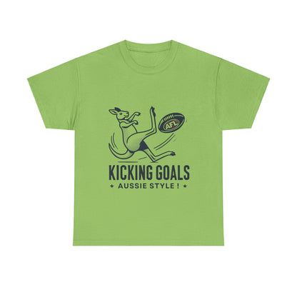 Kicking Goals Aussie Style Tee – Classic Kangaroo AFL Shirt