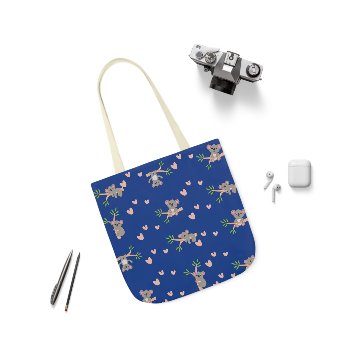 Cozy Koala Canvas Tote Bag with 5-Color Straps – Perfect for Nature Lovers