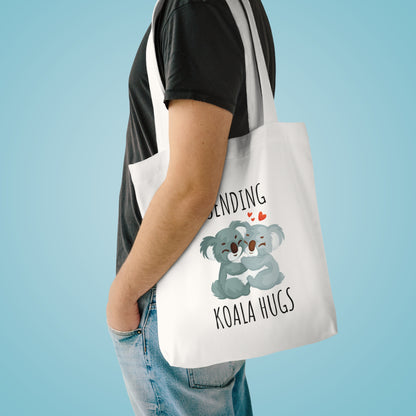 Sending Koala Hugs Cotton Tote Bag - Cute Animal Eco-Friendly Bag for Daily Use & Gifts