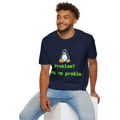 Funny Tech Humor T-Shirt – 'Problem? sudo rm problem' – Unisex Softstyle