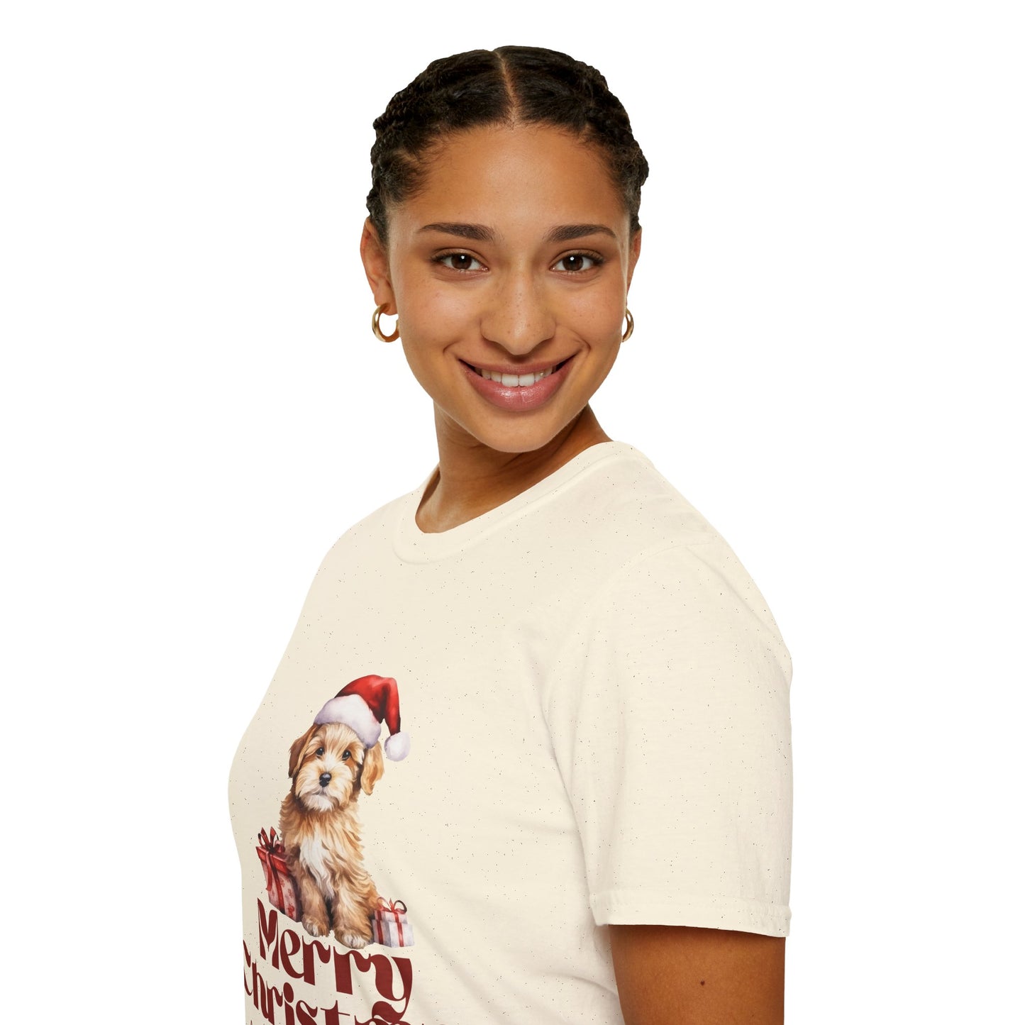 Merry Christmas Dog Unisex Softstyle T-Shirt – Perfect Holiday Tee for Dog Lovers