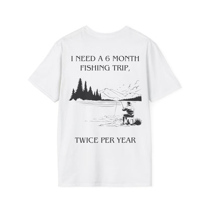 Gone Fishing Unisex T-Shirt – Hilarious Double-Sided Design for Fishing Fanatics