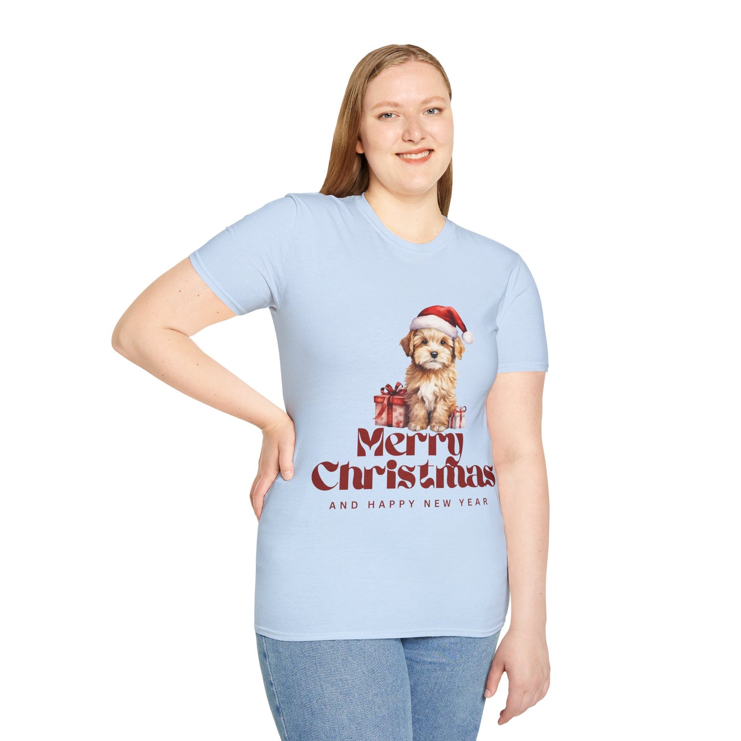 Merry Christmas Dog Unisex Softstyle T-Shirt – Perfect Holiday Tee for Dog Lovers