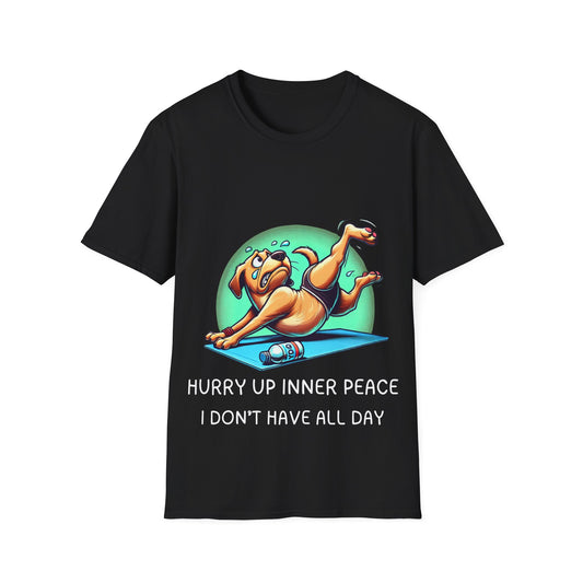 Yoga T-Shirt – 'Hurry Up Inner Peace, I Don’t Have All Day' – Comfy Cotton Blend