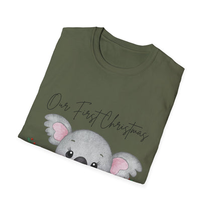Our First Christmas Koala T-Shirt | Unisex Softstyle Tee for New Parents