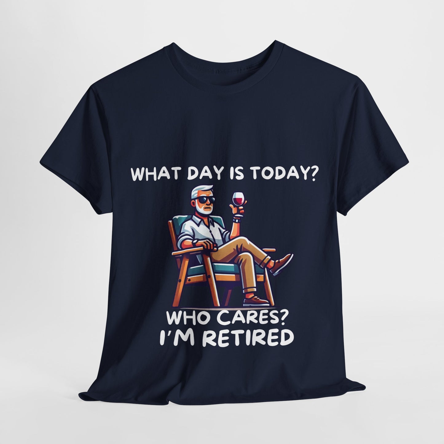 "Who Cares? I'm Retired" Men's Unisex Heavy Cotton T-Shirt – The Perfect Tee for Relaxed Retirement
