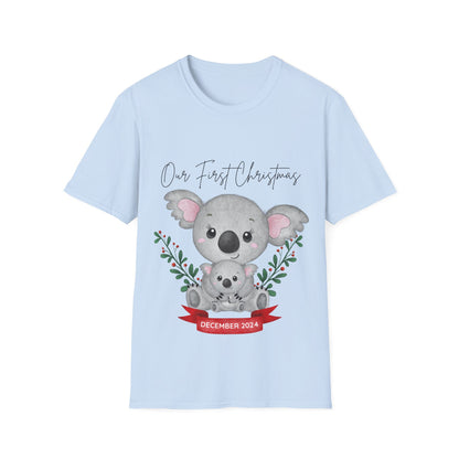 Our First Christmas Koala T-Shirt | Unisex Softstyle Tee for New Parents