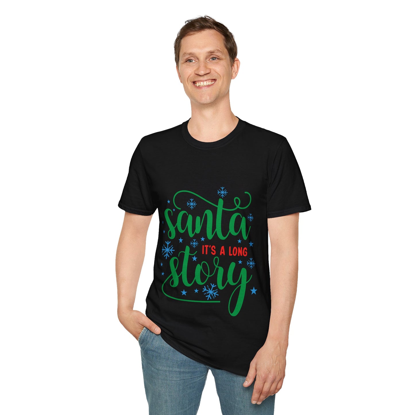 Santa It's a Long Story Unisex Softstyle T-Shirt – Festive Christmas Tee | Perfect Holiday Gift