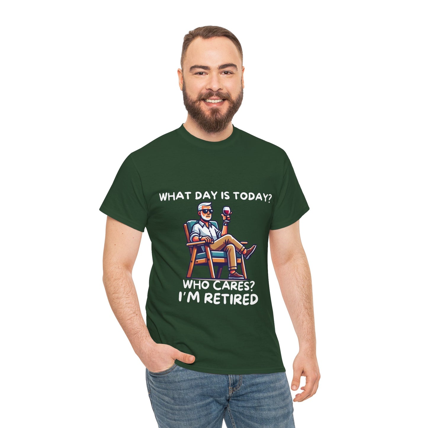 "Who Cares? I'm Retired" Men's Unisex Heavy Cotton T-Shirt – The Perfect Tee for Relaxed Retirement