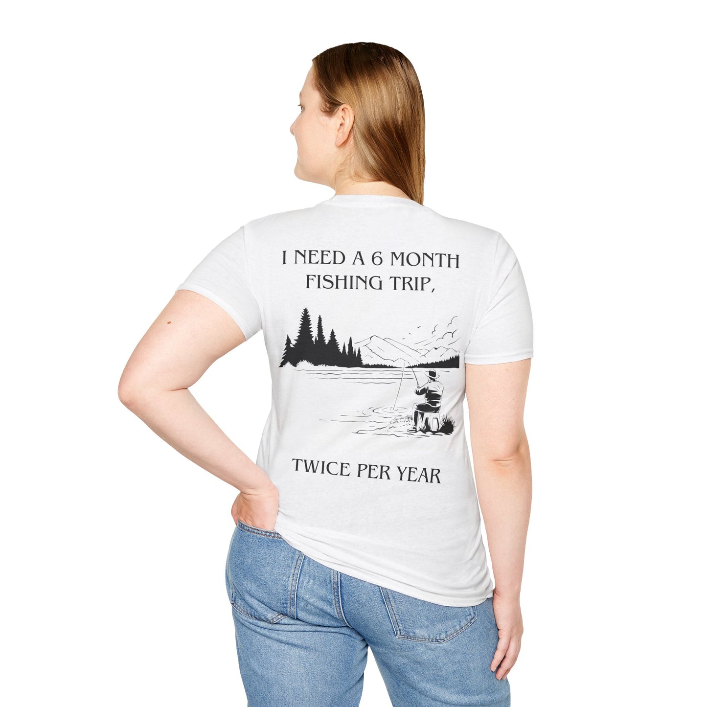 Gone Fishing Unisex T-Shirt – Hilarious Double-Sided Design for Fishing Fanatics