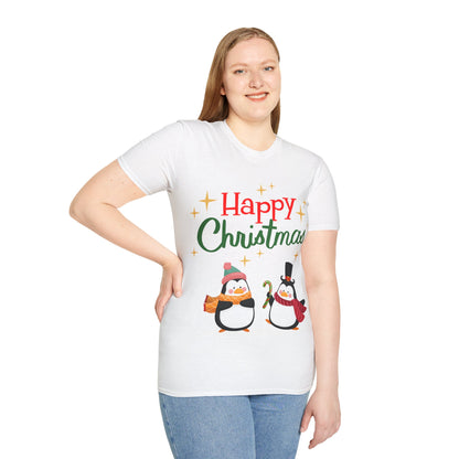 Happy Christmas Penguin Unisex T-Shirt – Perfect Holiday Tee for Christmas Lovers