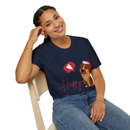 Happy Pawlidays Unisex Softstyle T-Shirt – Celebrate Your Furry Friends | Perfect Pet Lover Gift