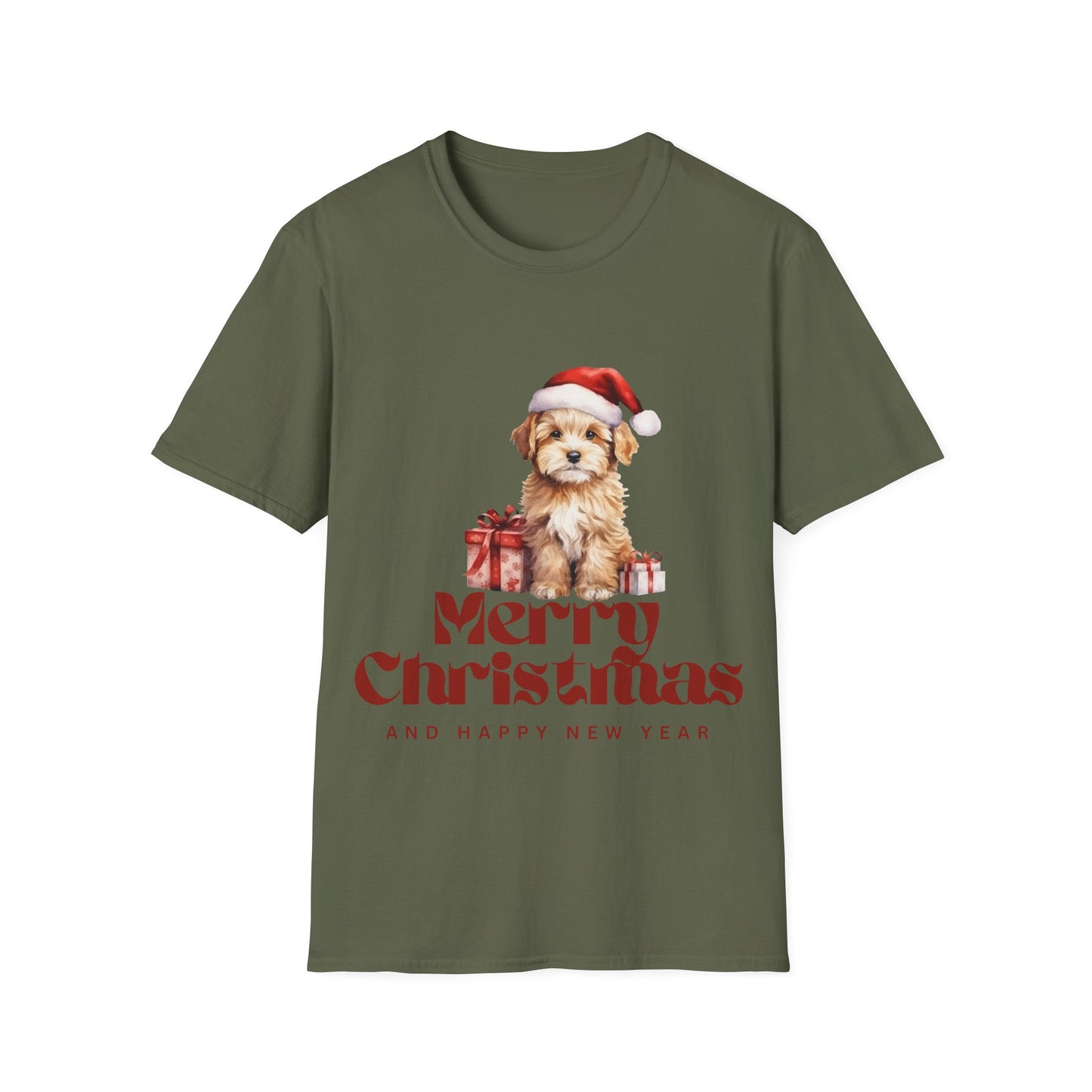 Merry Christmas Dog Unisex Softstyle T-Shirt – Perfect Holiday Tee for Dog Lovers