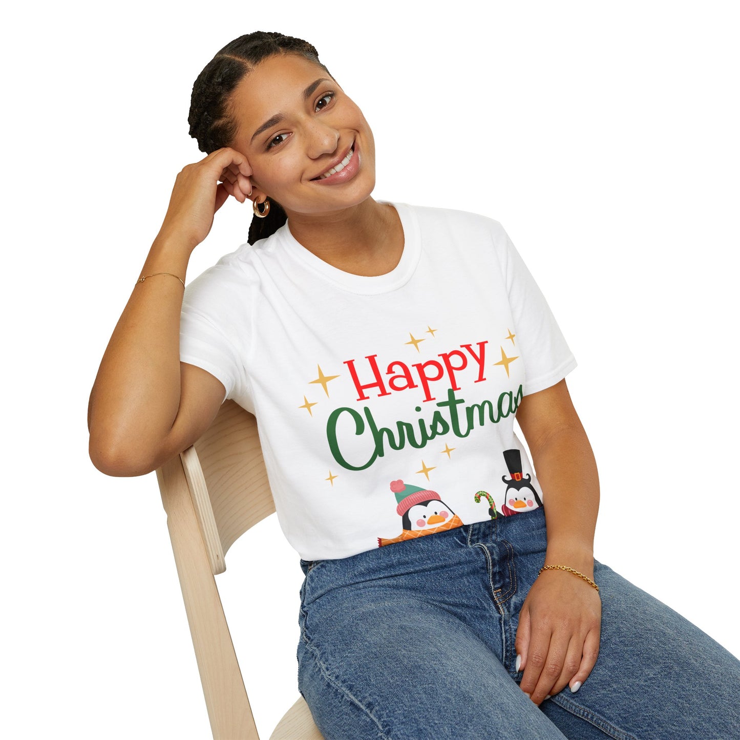 Happy Christmas Penguin Unisex T-Shirt – Perfect Holiday Tee for Christmas Lovers