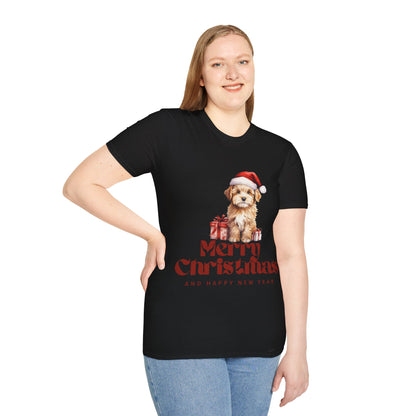 Merry Christmas Dog Unisex Softstyle T-Shirt – Perfect Holiday Tee for Dog Lovers