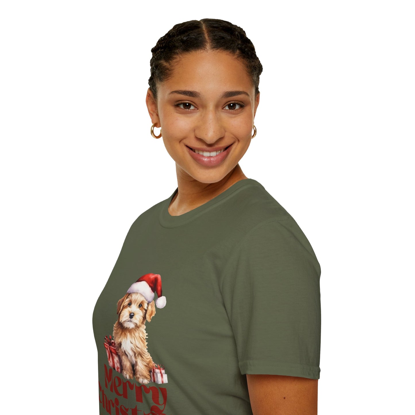 Merry Christmas Dog Unisex Softstyle T-Shirt – Perfect Holiday Tee for Dog Lovers