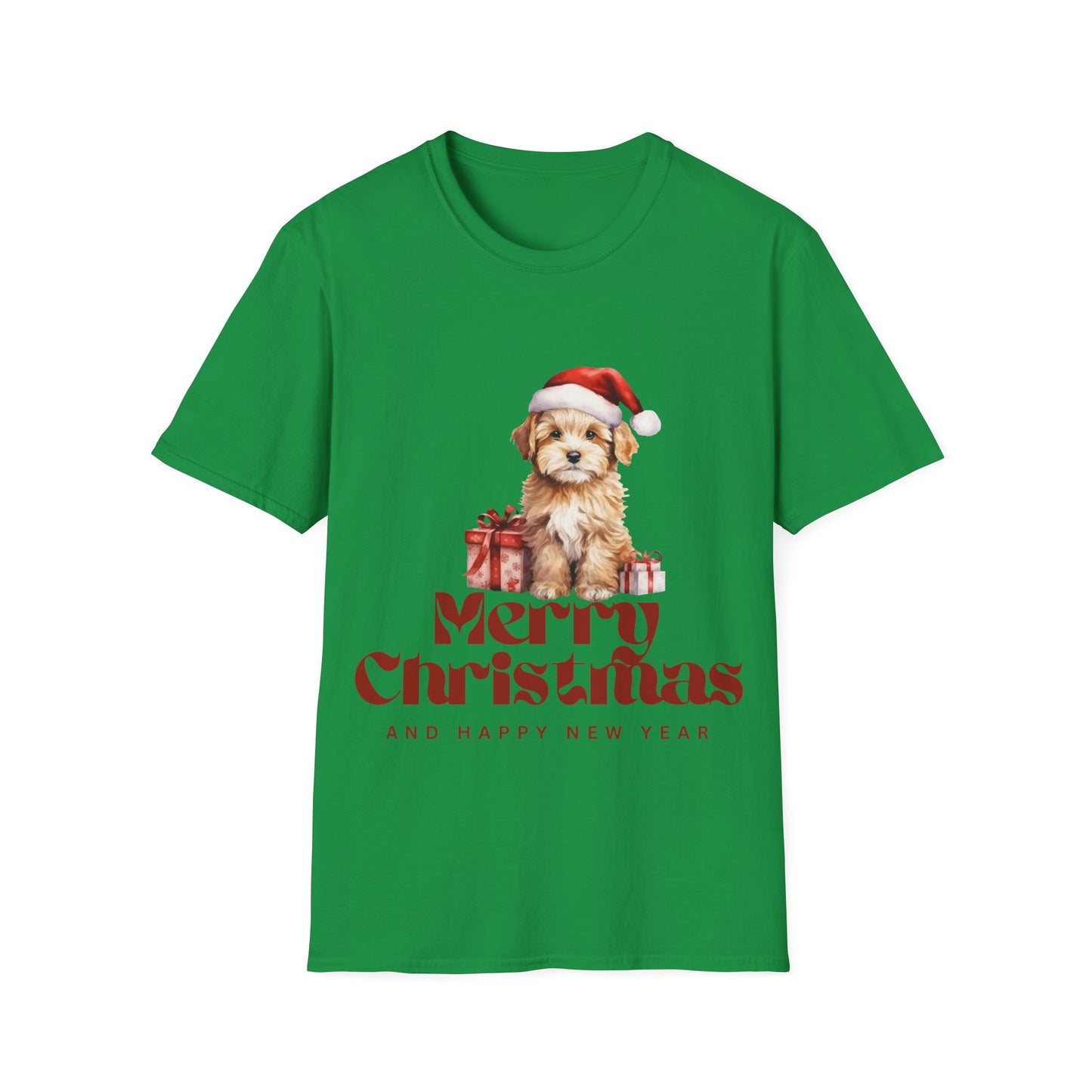 Merry Christmas Dog Unisex Softstyle T-Shirt – Perfect Holiday Tee for Dog Lovers