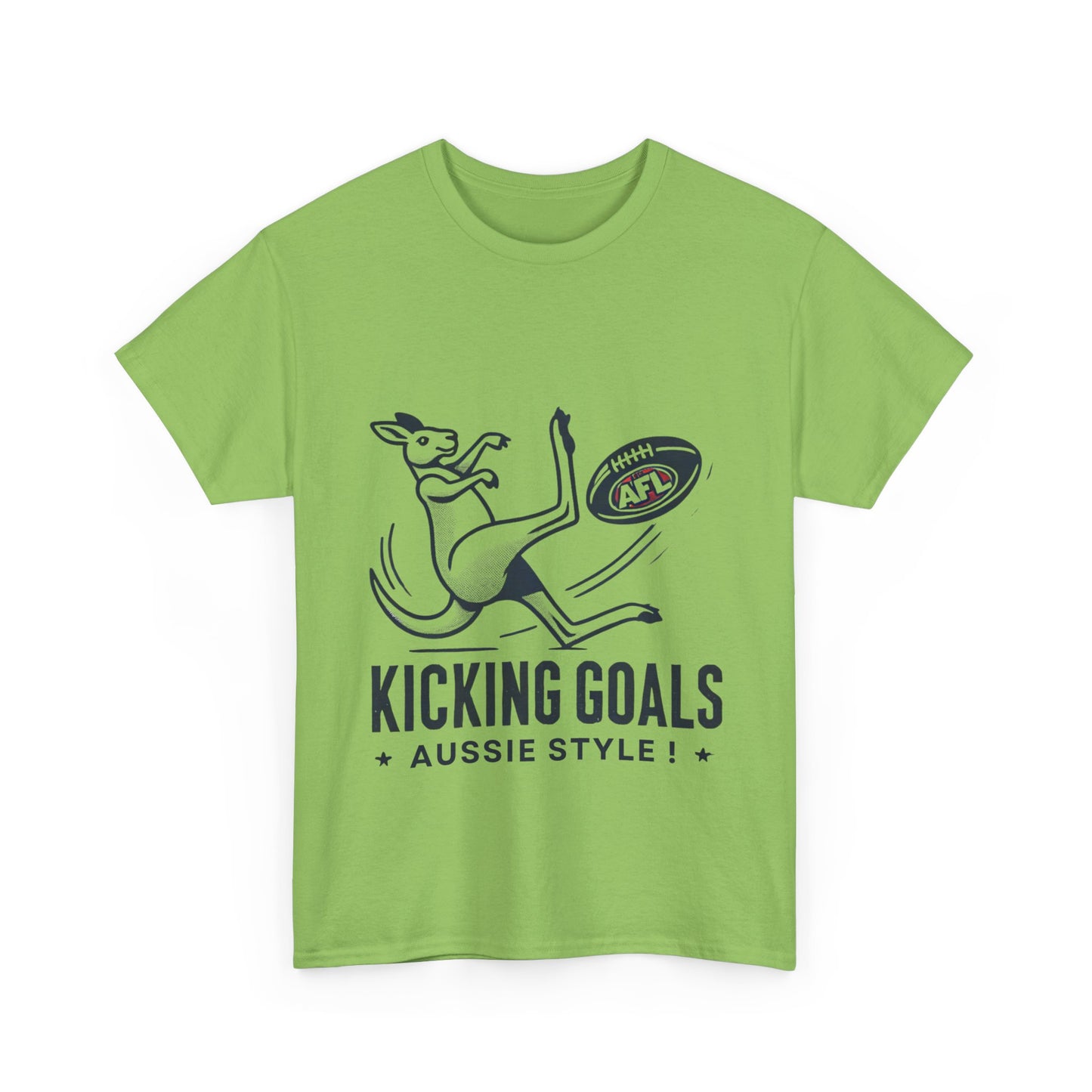 Kicking Goals Aussie Style Tee – Classic Kangaroo AFL Shirt