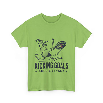 Kicking Goals Aussie Style Tee – Classic Kangaroo AFL Shirt