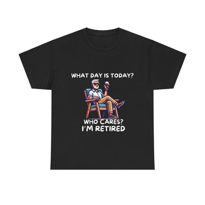 "Who Cares? I'm Retired" Men's Unisex Heavy Cotton T-Shirt – The Perfect Tee for Relaxed Retirement