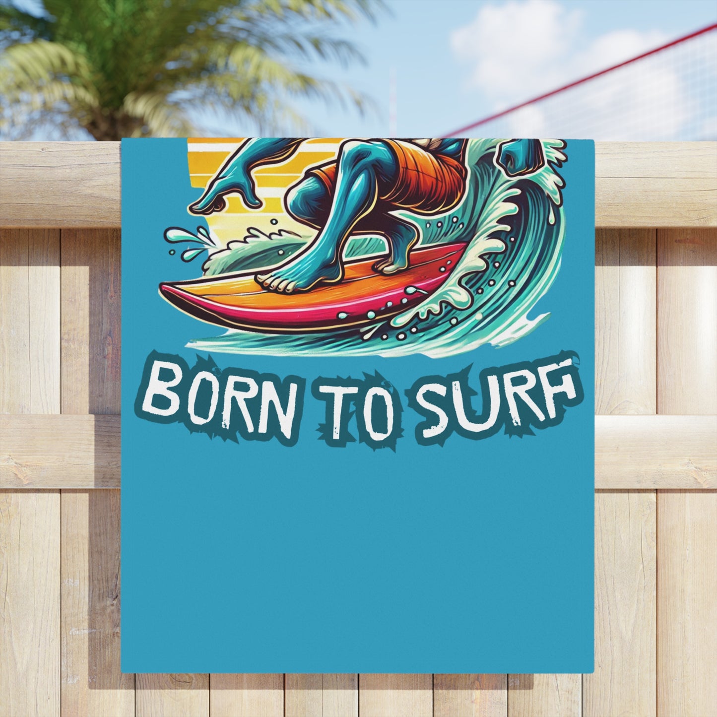 Born To Surf Beach Towel - Vibrant & Fun Shark Design