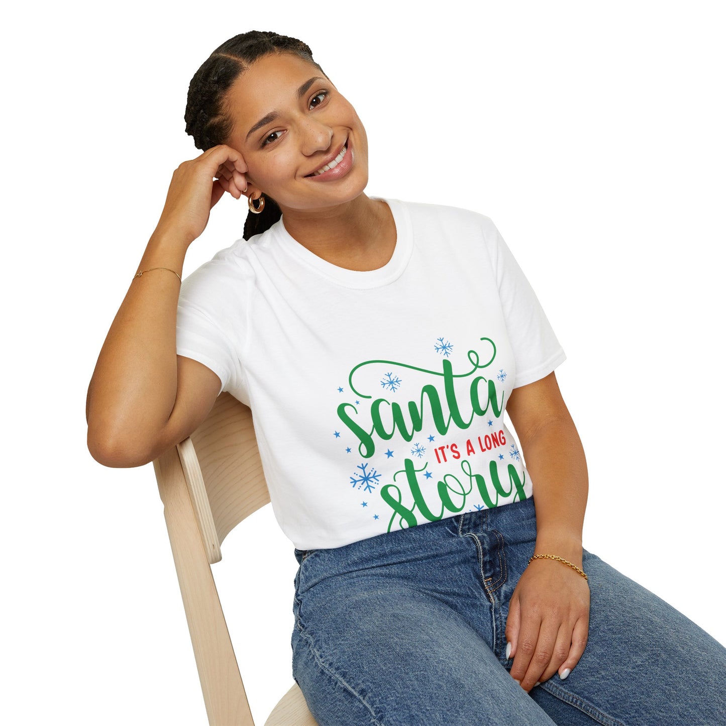 Santa It's a Long Story Unisex Softstyle T-Shirt – Festive Christmas Tee | Perfect Holiday Gift