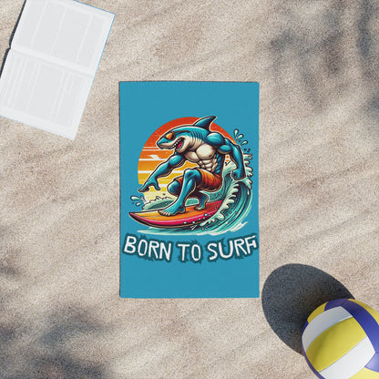 Born To Surf Beach Towel - Vibrant & Fun Shark Design