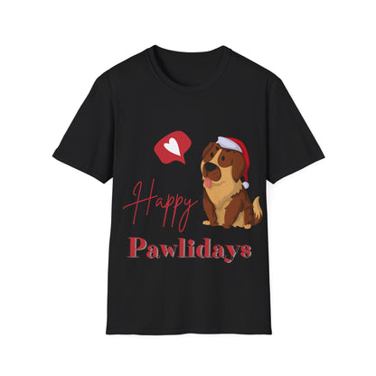 Happy Pawlidays Unisex Softstyle T-Shirt – Celebrate Your Furry Friends | Perfect Pet Lover Gift