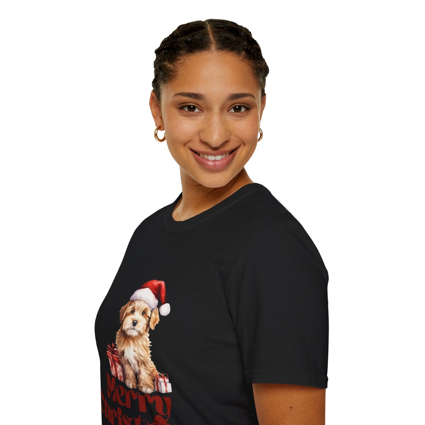 Merry Christmas Dog Unisex Softstyle T-Shirt – Perfect Holiday Tee for Dog Lovers
